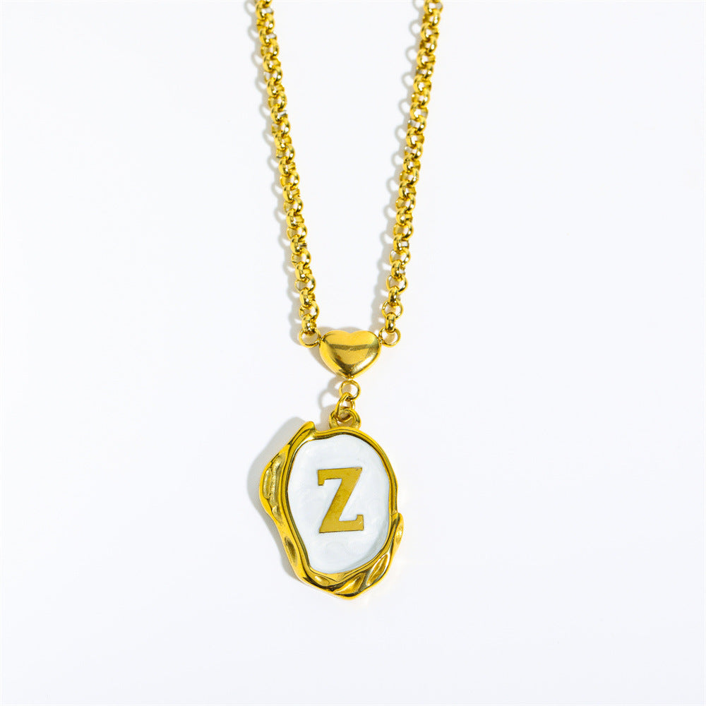26-letter gold medal oil-dripping character pendant with oyster shell