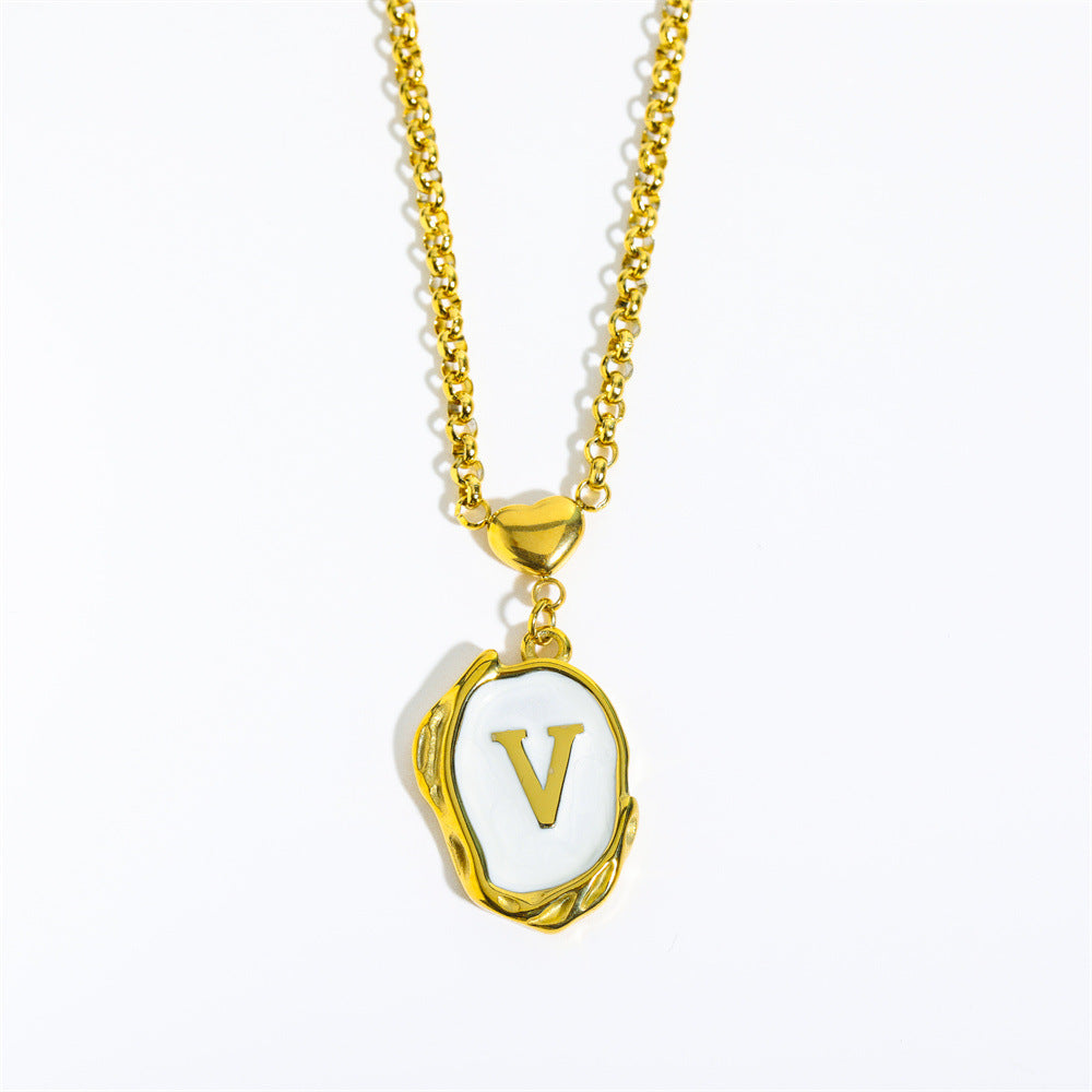26-letter gold medal oil-dripping character pendant with oyster shell