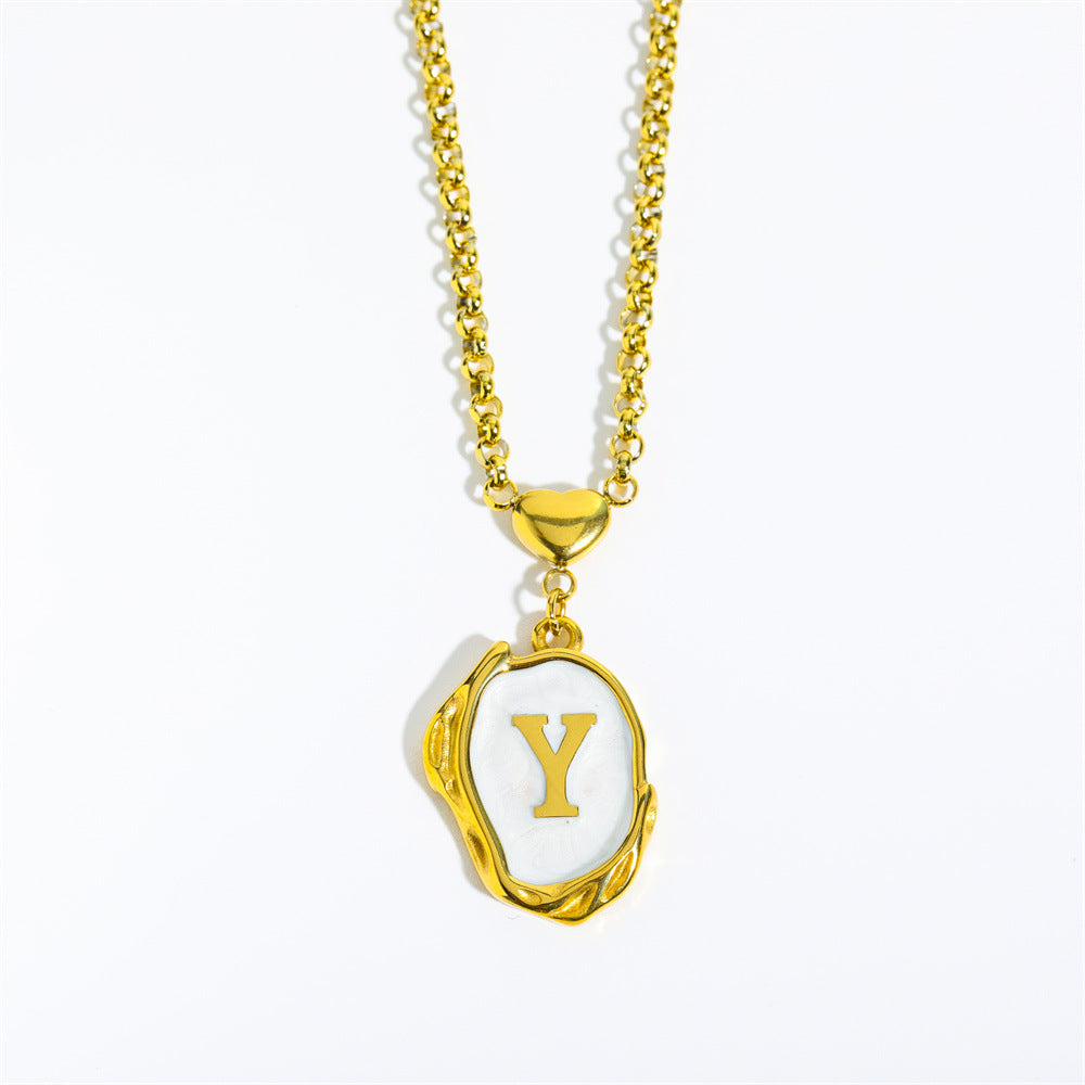 26-letter gold medal oil-dripping character pendant with oyster shell
