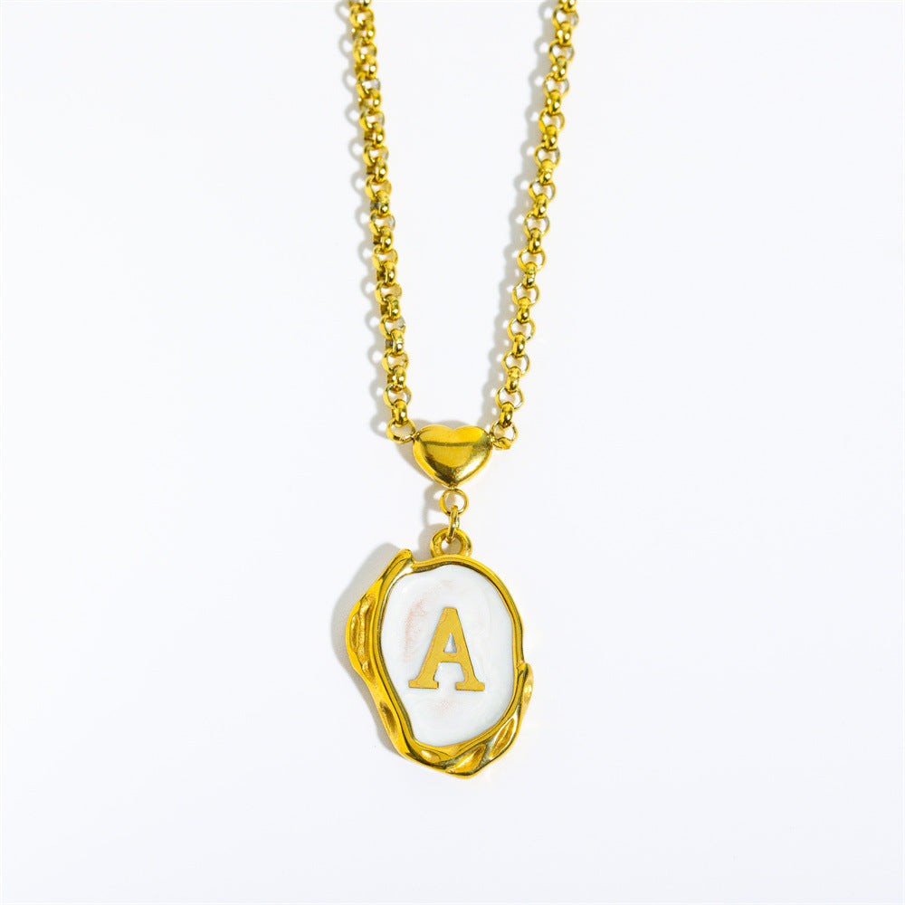 26-letter gold medal oil-dripping character pendant with oyster shell