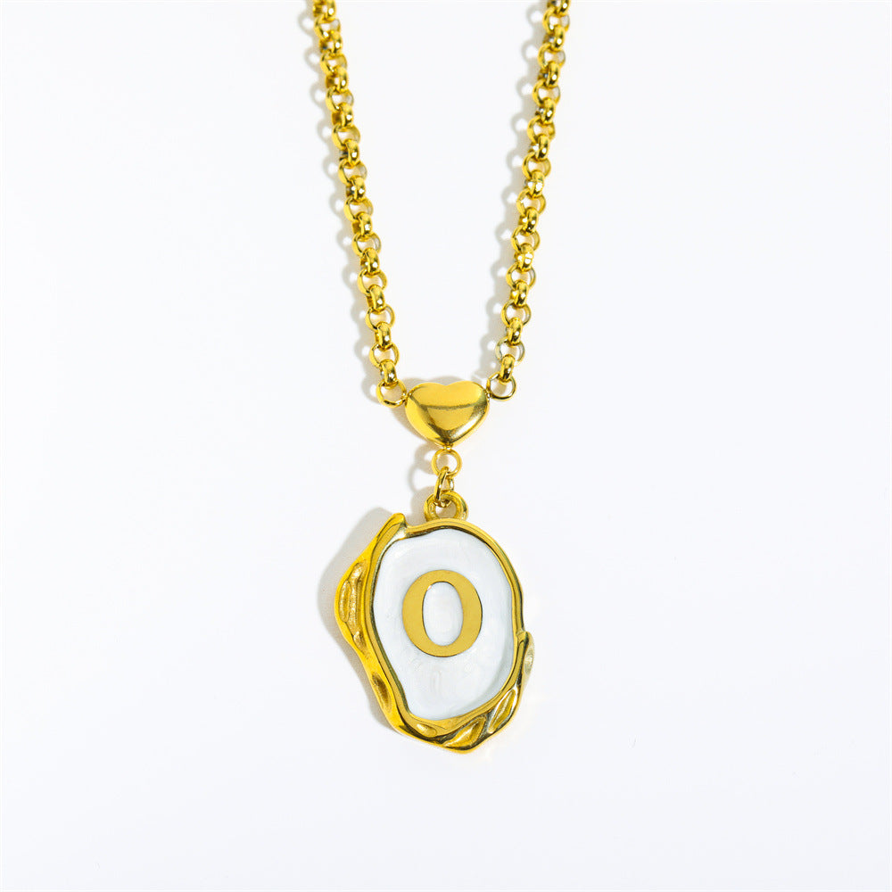 26-letter gold medal oil-dripping character pendant with oyster shell