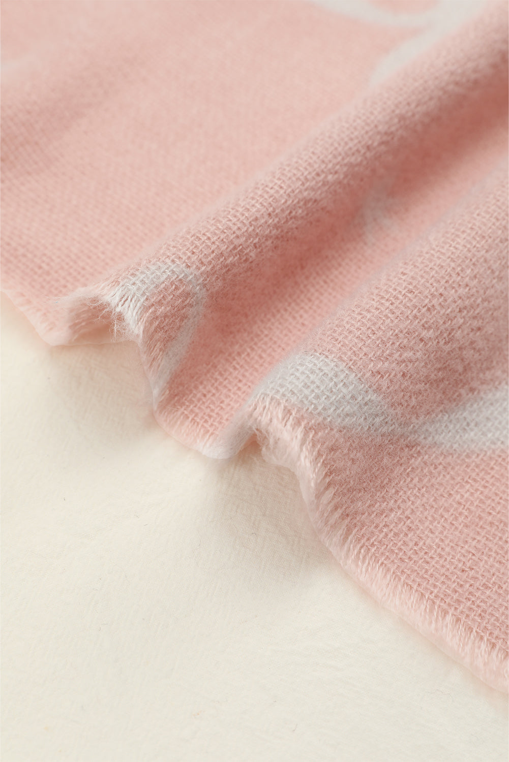 Pink Bow Star Print Raw Edge Lightweight Scarf