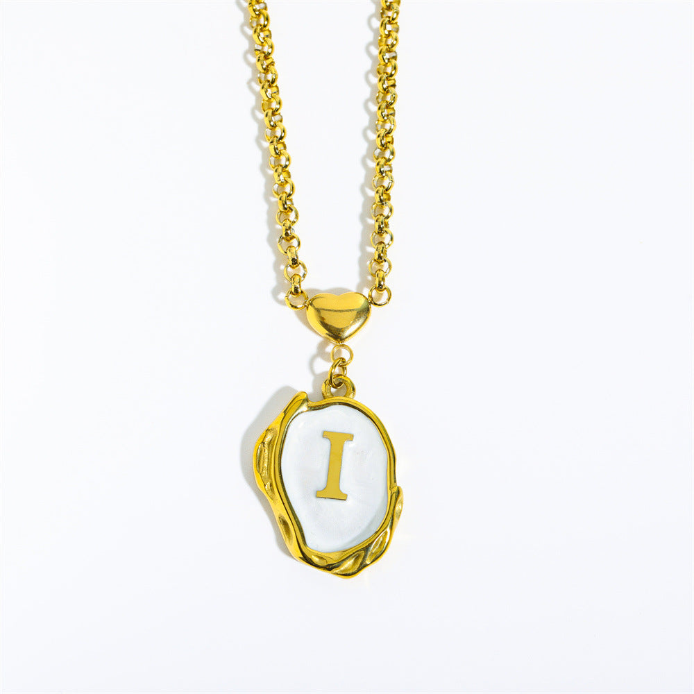26-letter gold medal oil-dripping character pendant with oyster shell