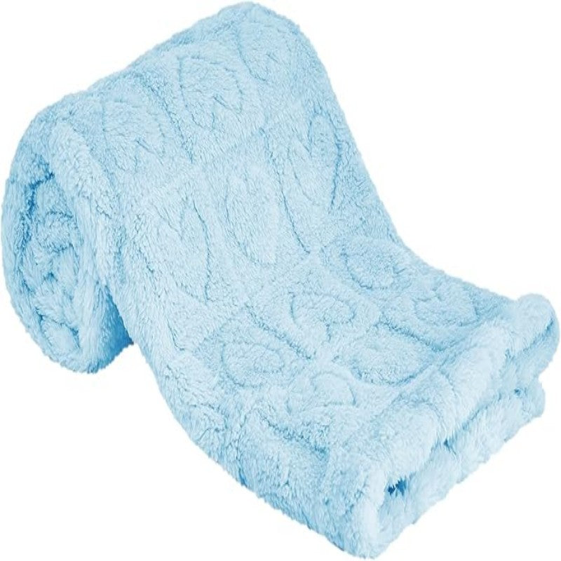 thick blanket with solid jacquard cotton fleece in multiple colors