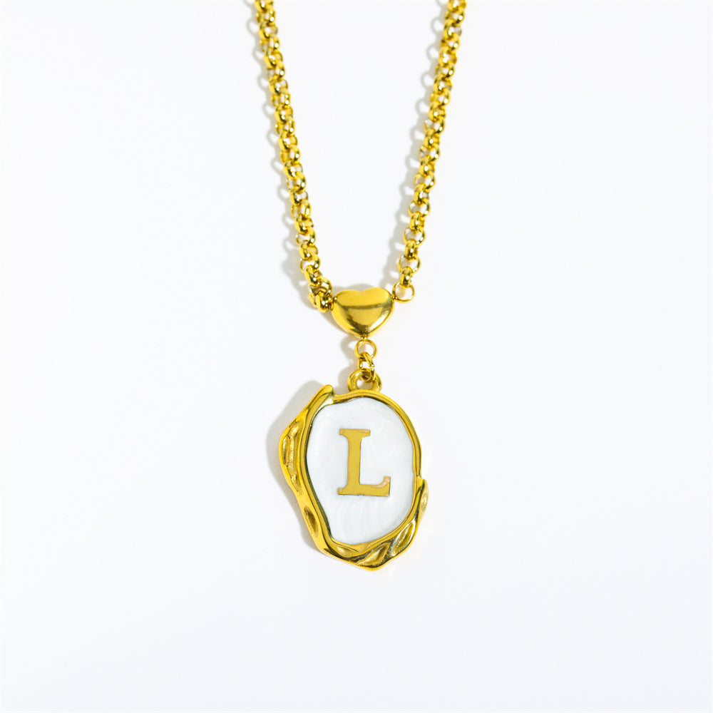 26-letter gold medal oil-dripping character pendant with oyster shell