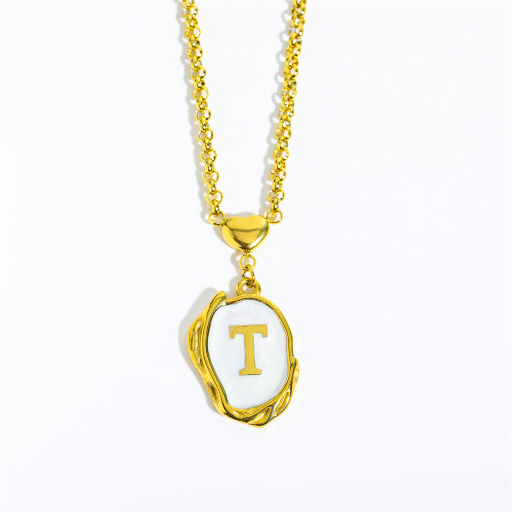 26-letter gold medal oil-dripping character pendant with oyster shell