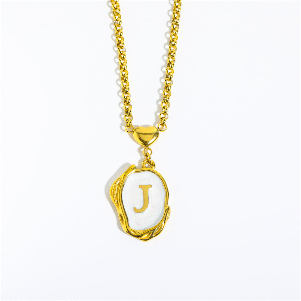 26-letter gold medal oil-dripping character pendant with oyster shell