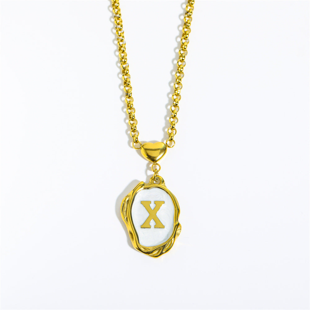 26-letter gold medal oil-dripping character pendant with oyster shell
