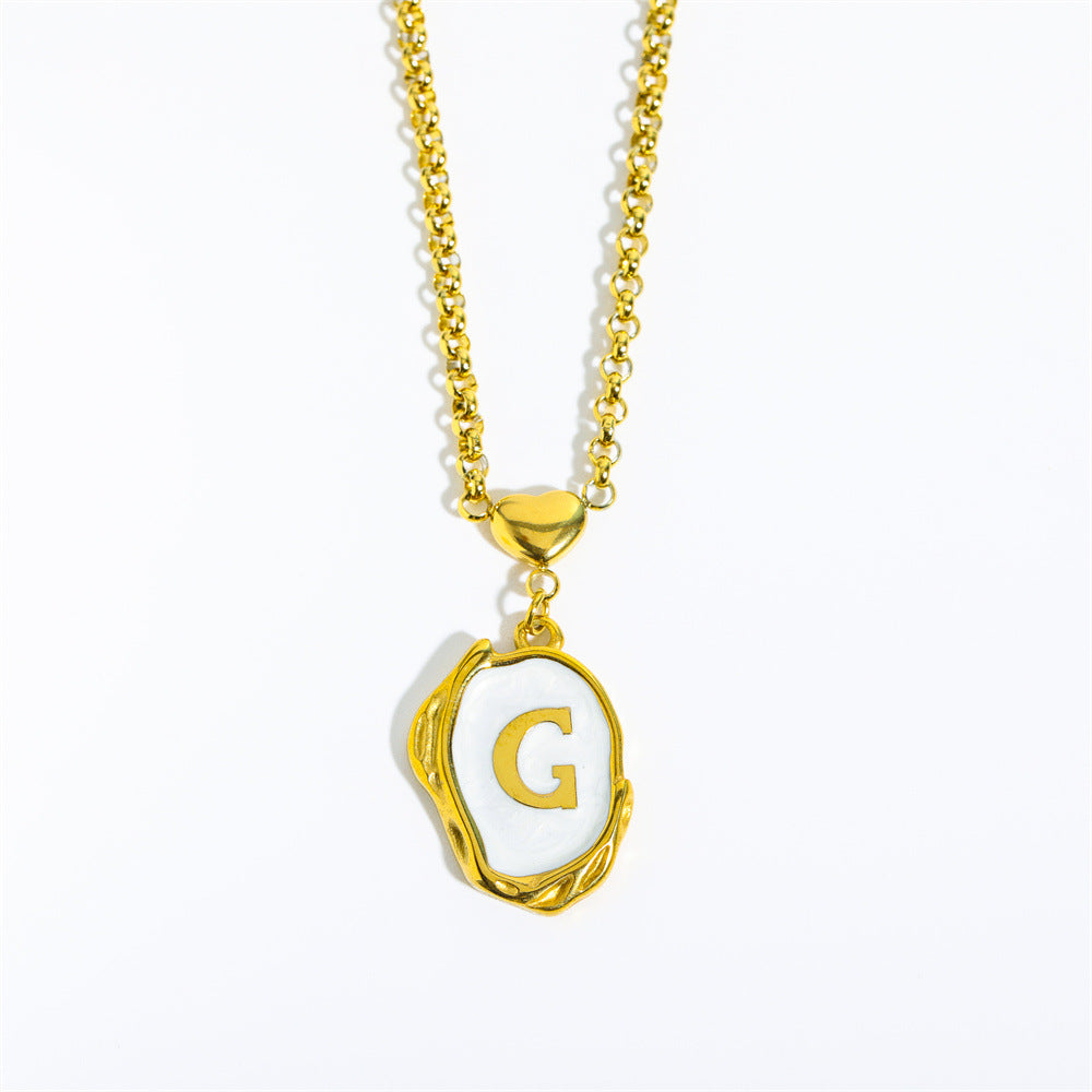 26-letter gold medal oil-dripping character pendant with oyster shell
