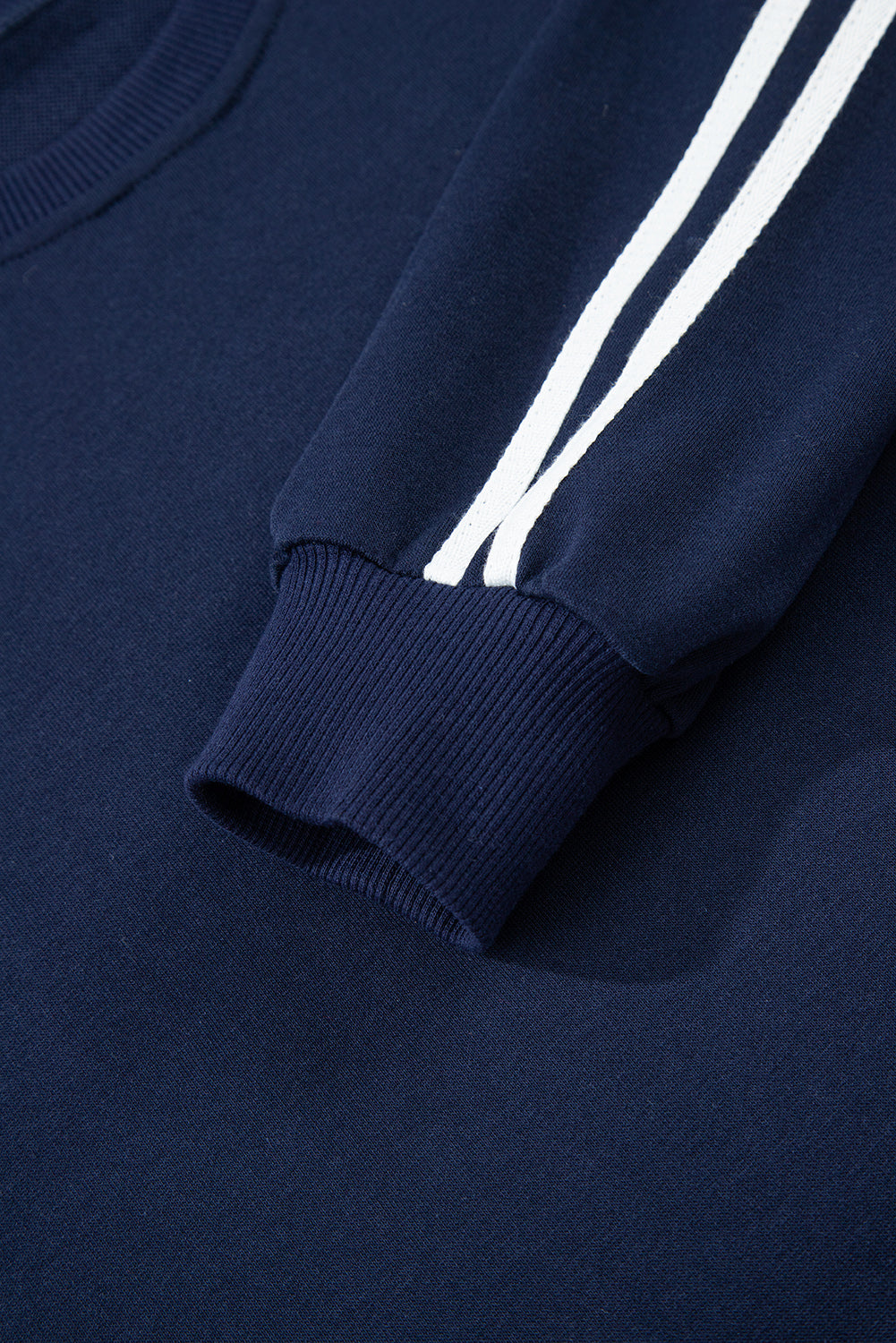 Dirty Blue Varsity Striped Detail Cropped Pullover Wide Leg Pants 2pcs Outfit