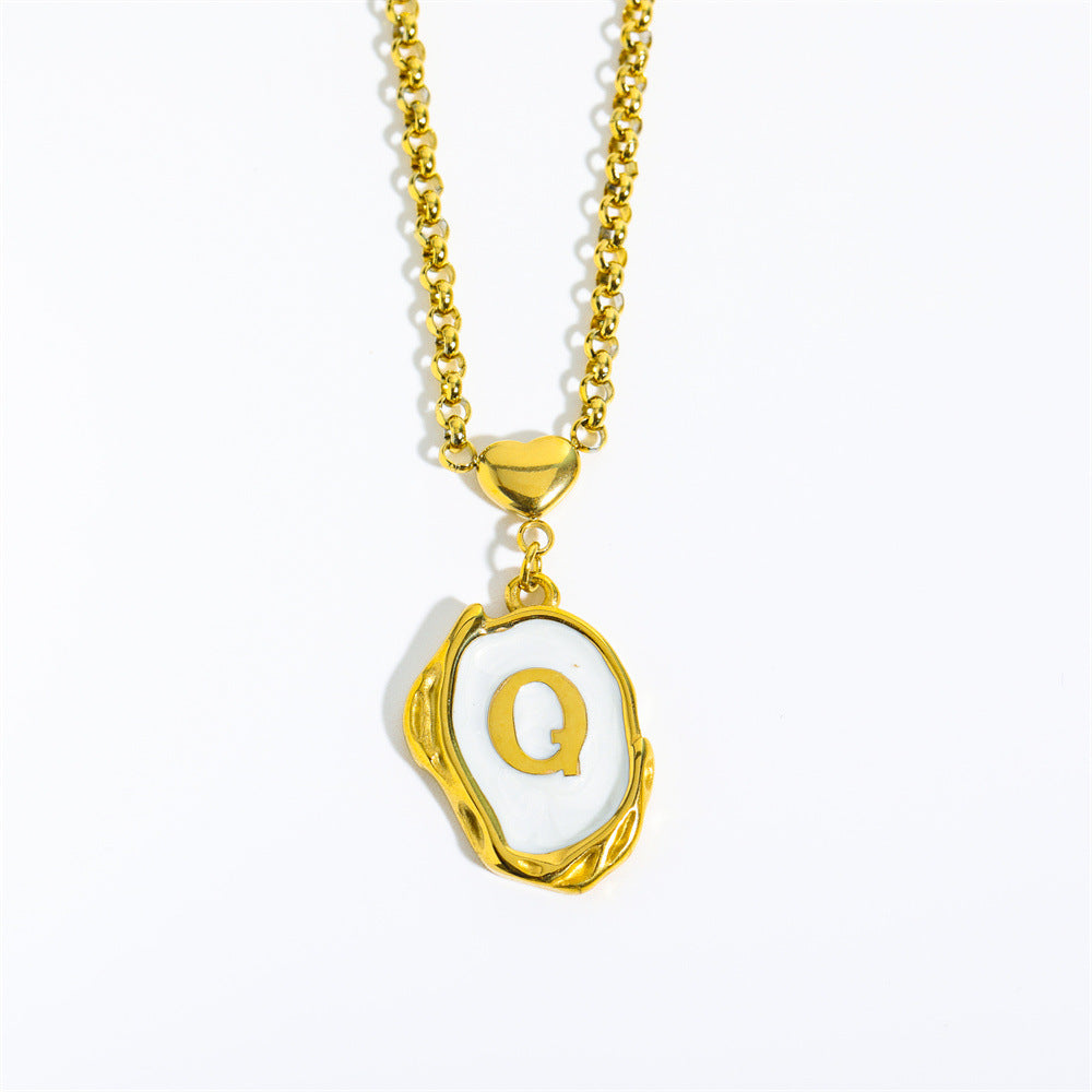 26-letter gold medal oil-dripping character pendant with oyster shell