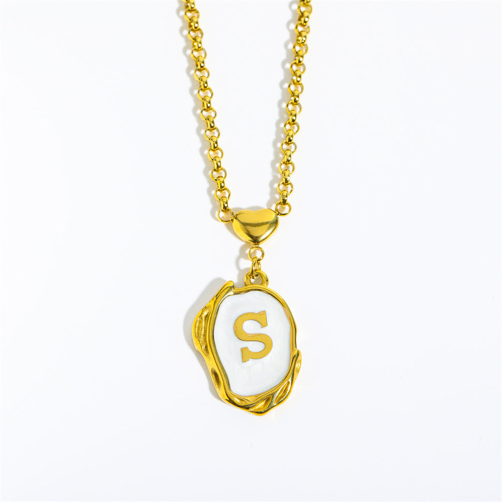 26-letter gold medal oil-dripping character pendant with oyster shell