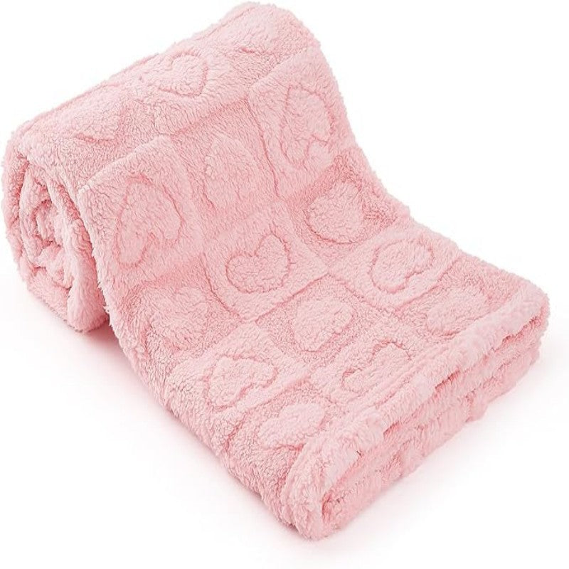thick blanket with solid jacquard cotton fleece in multiple colors