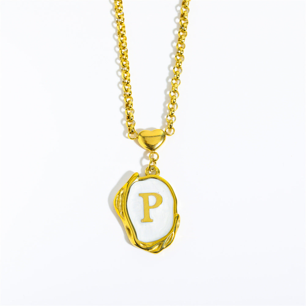 26-letter gold medal oil-dripping character pendant with oyster shell