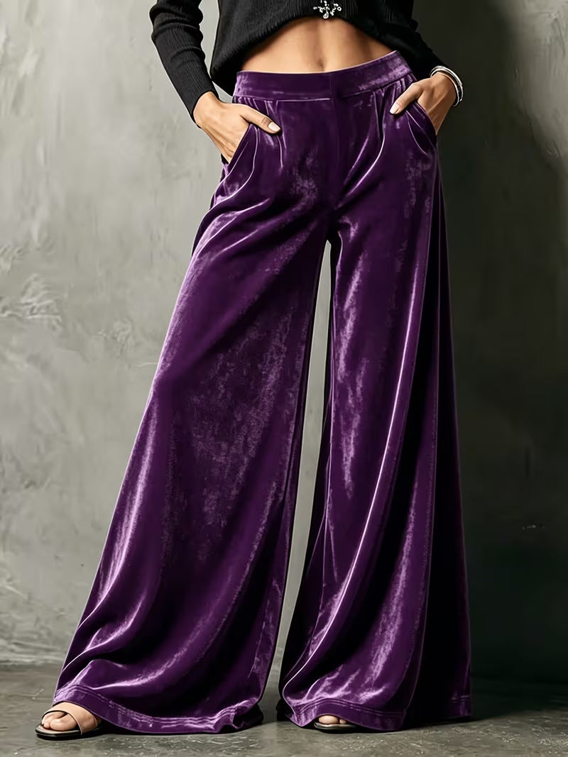 wide leg velvet trousers