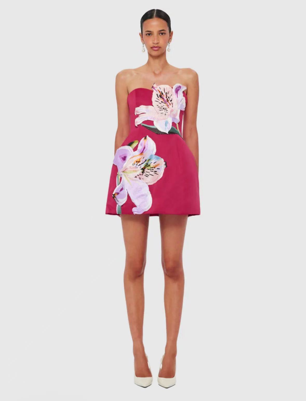 Hand-stitched beaded strapless dress