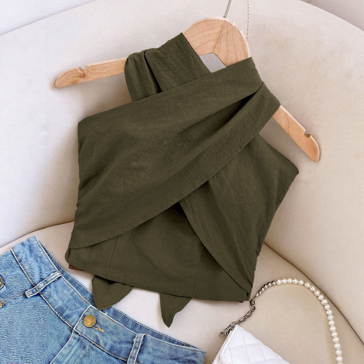 linen Criss cross halter top