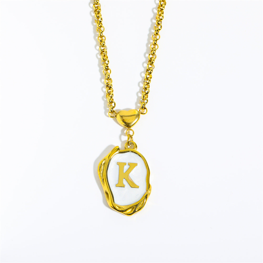 26-letter gold medal oil-dripping character pendant with oyster shell