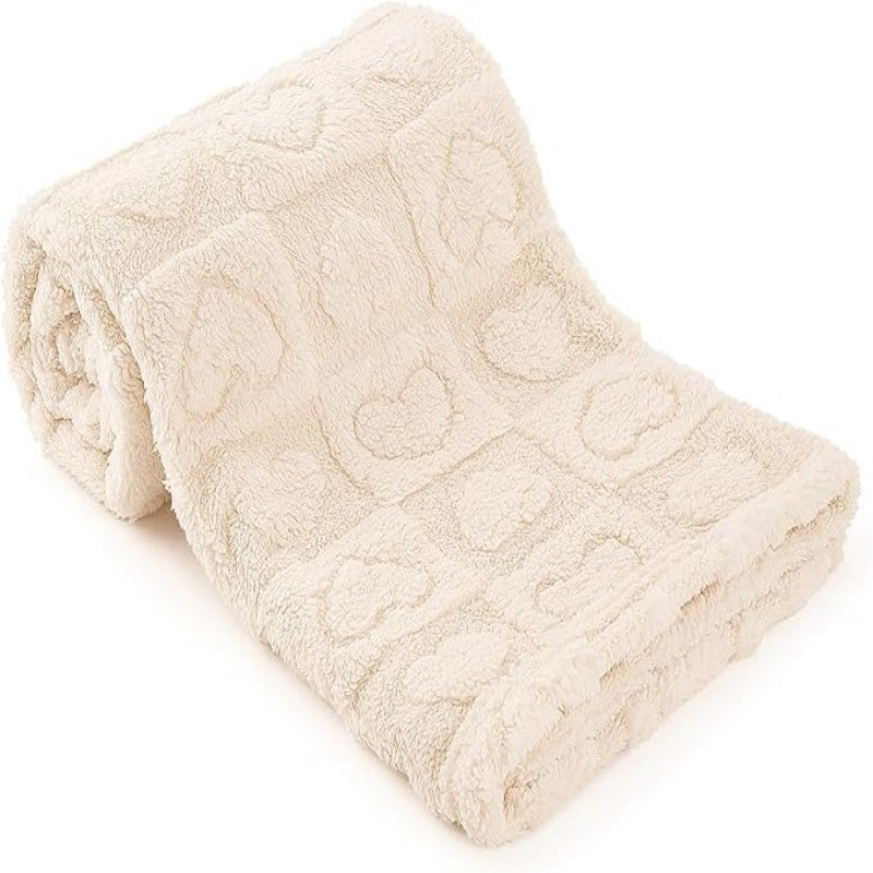 thick blanket with solid jacquard cotton fleece in multiple colors