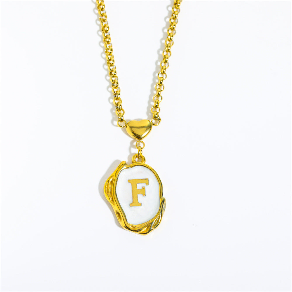 26-letter gold medal oil-dripping character pendant with oyster shell