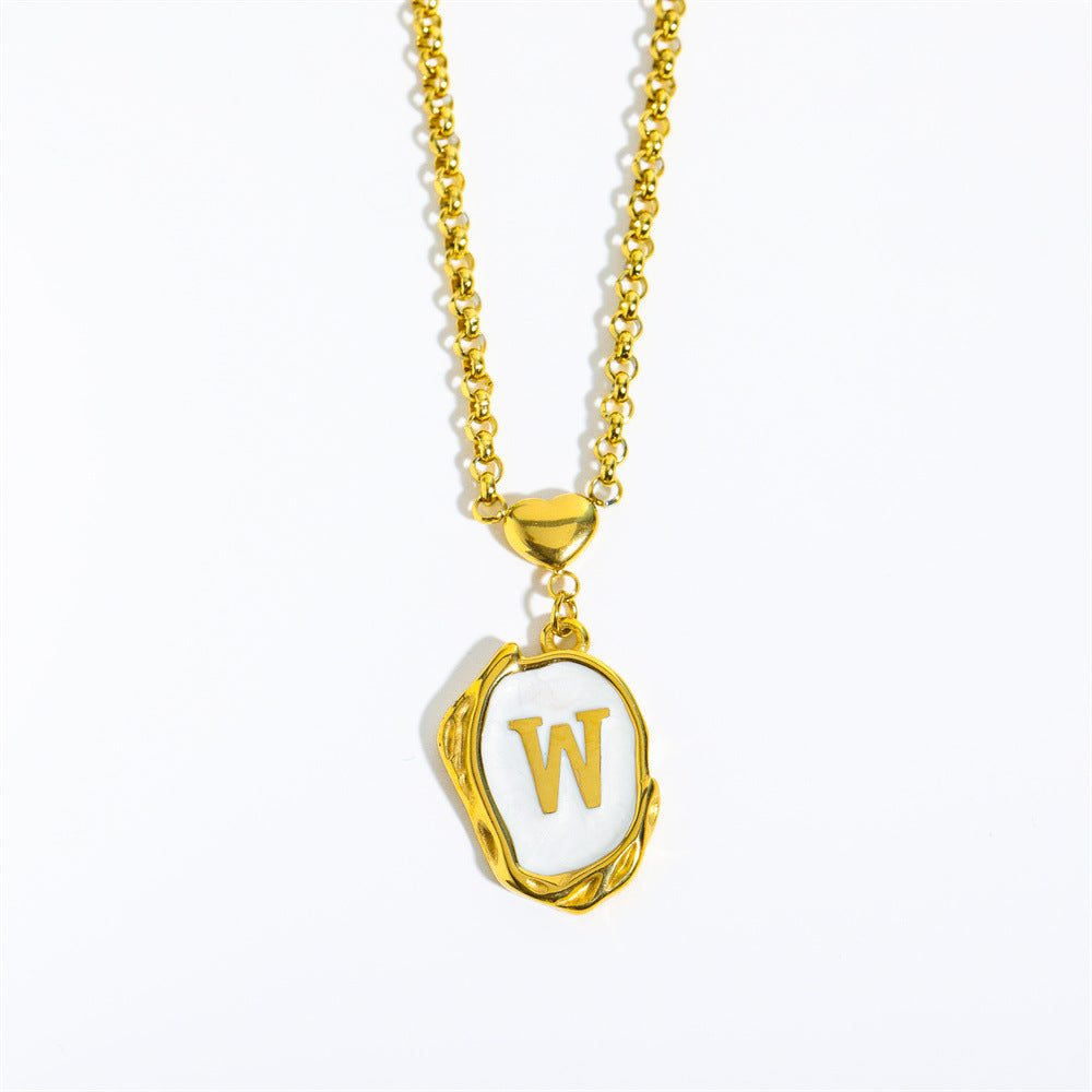 26-letter gold medal oil-dripping character pendant with oyster shell