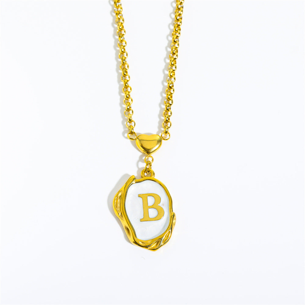 26-letter gold medal oil-dripping character pendant with oyster shell