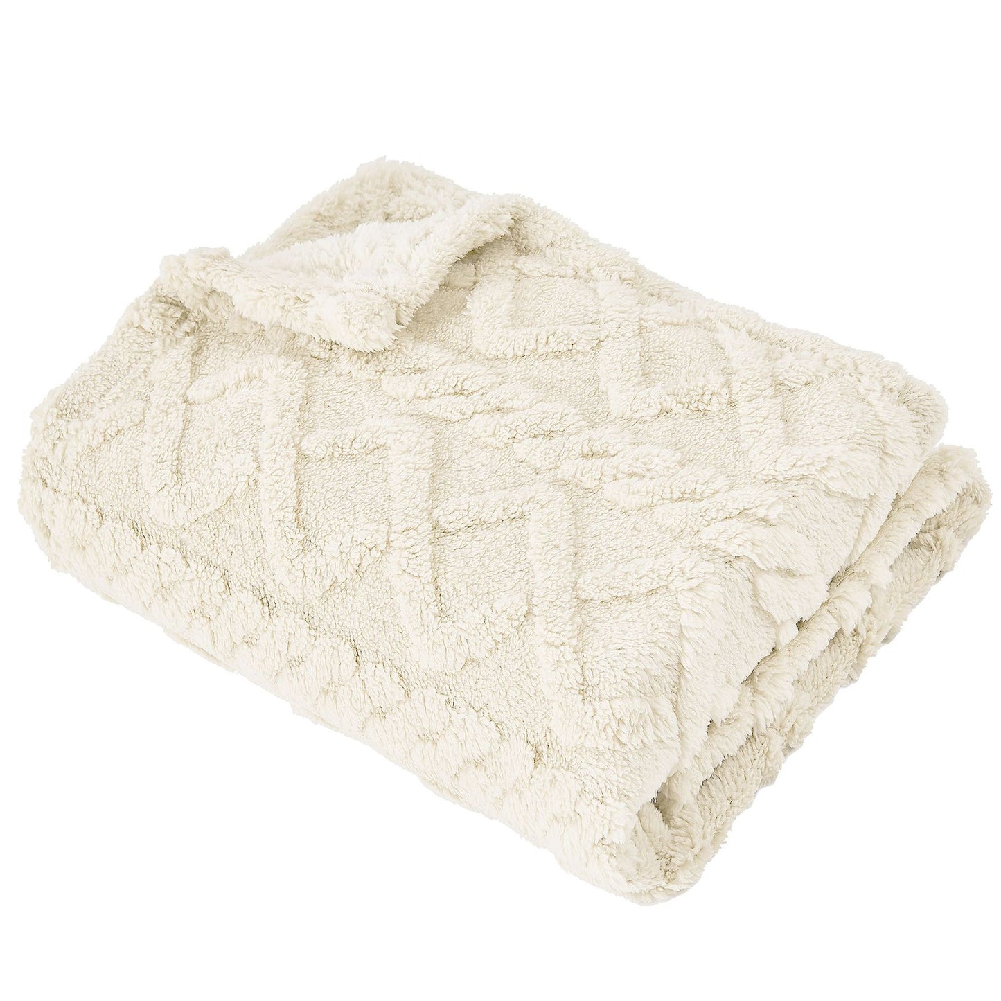 thick blanket with solid jacquard cotton fleece in multiple colors