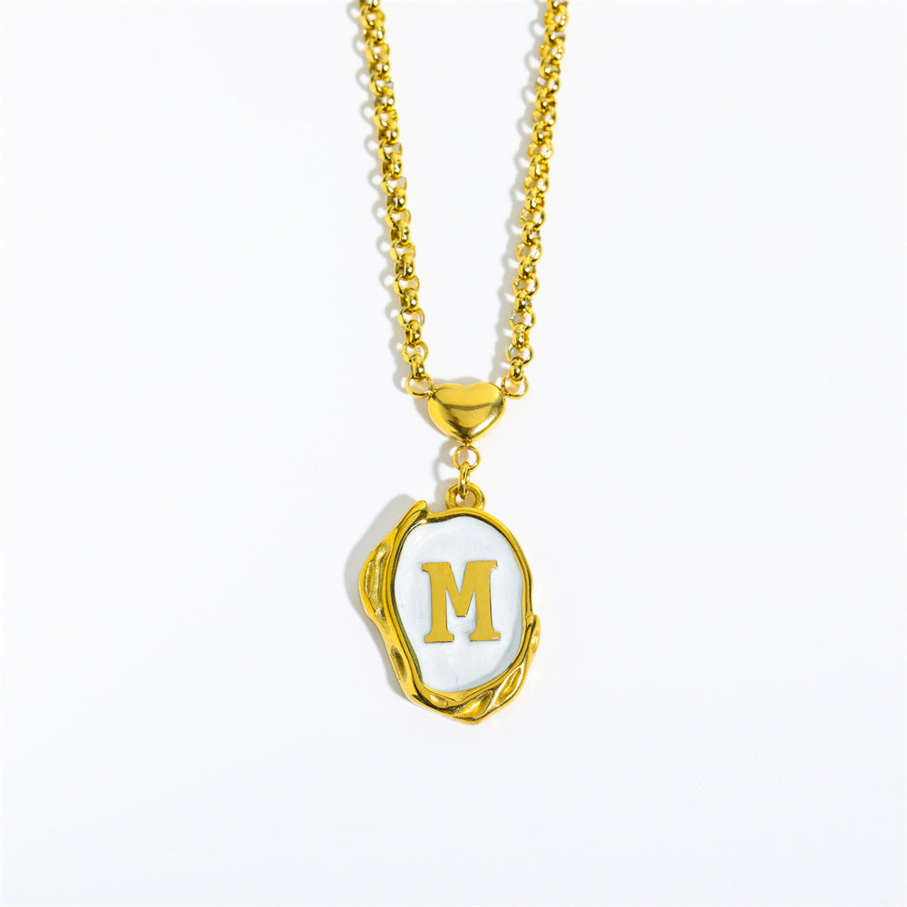 26-letter gold medal oil-dripping character pendant with oyster shell