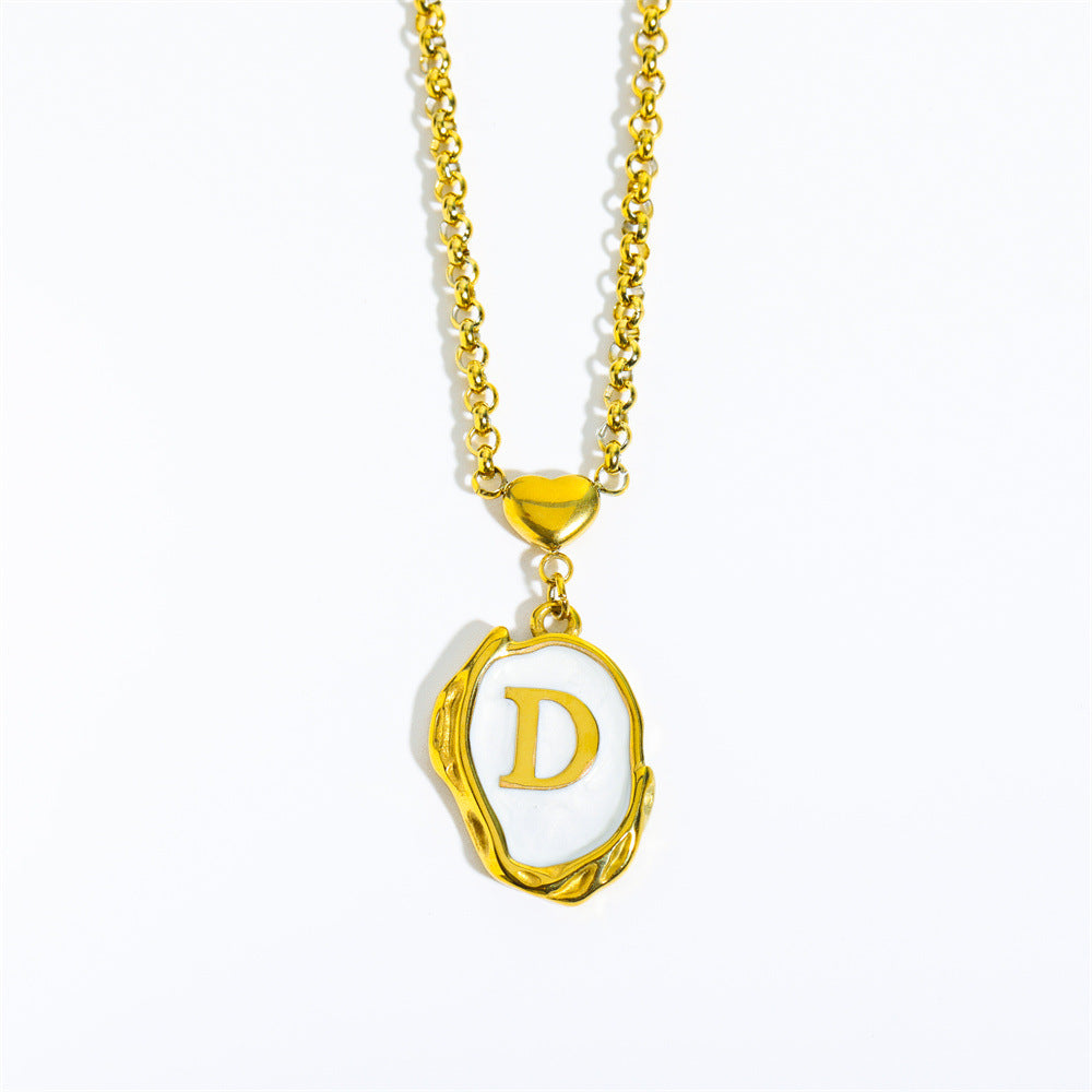 26-letter gold medal oil-dripping character pendant with oyster shell