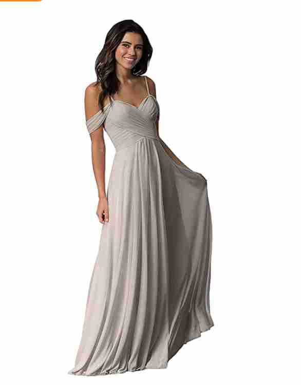 Women's off-the-shoulder chiffon pleated gown