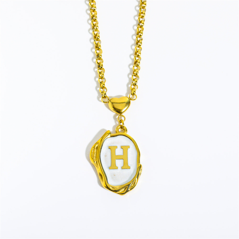 26-letter gold medal oil-dripping character pendant with oyster shell