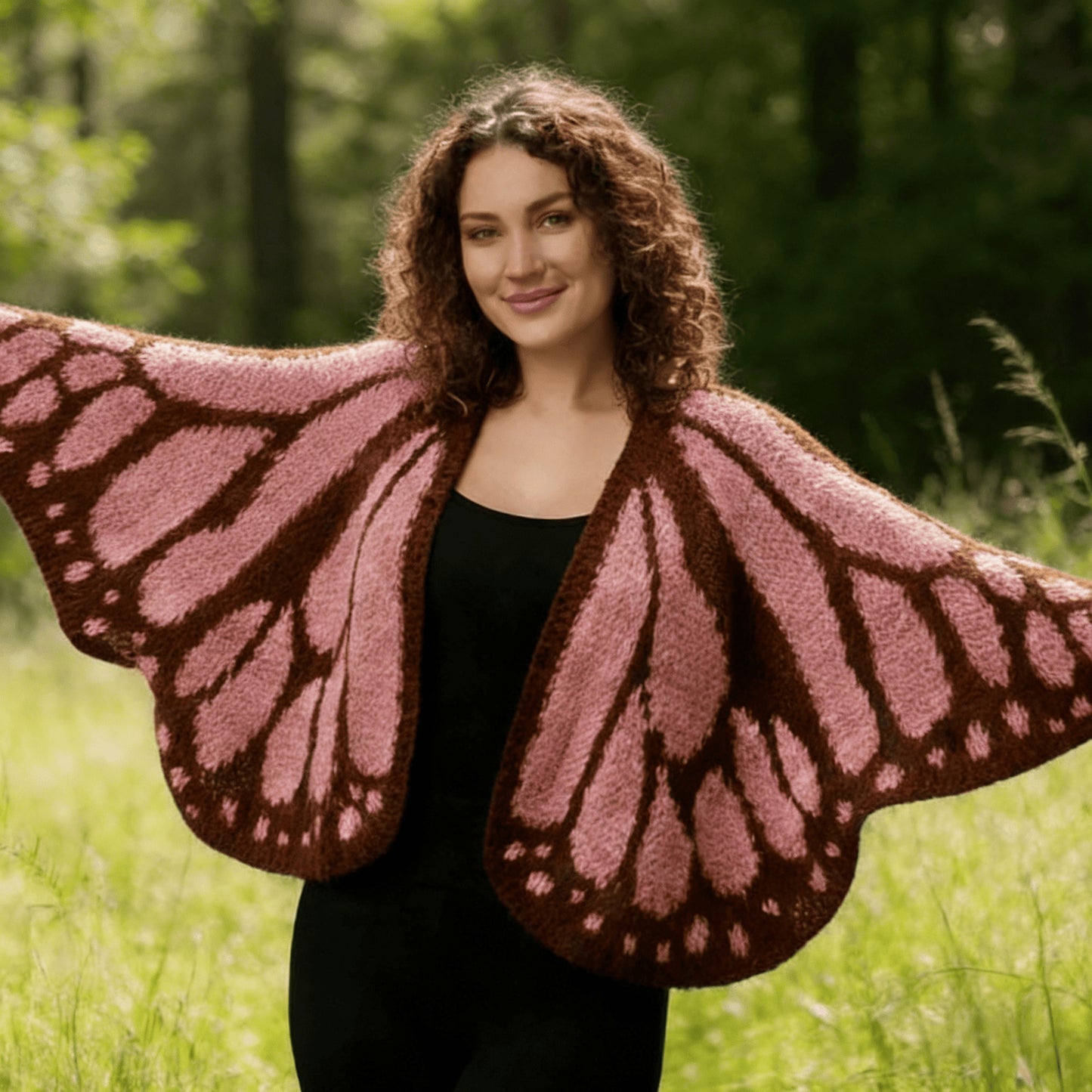 Knitted shawl butterfly cape