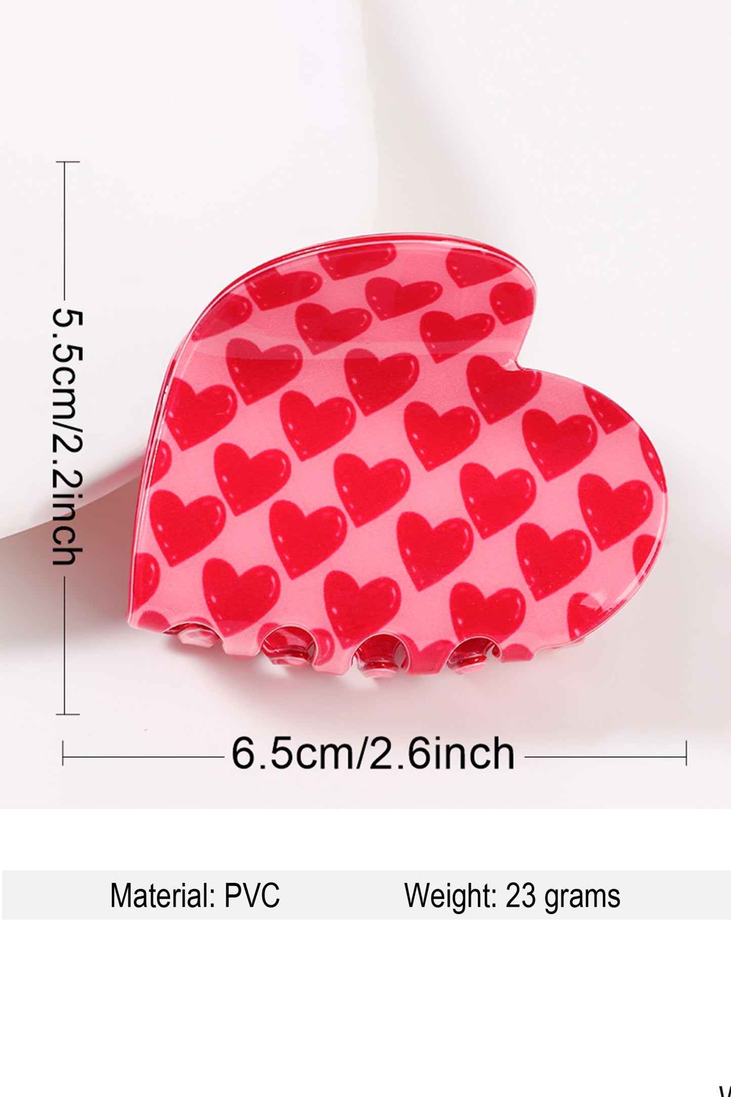 Rose Red Sweet Valentines Heart Shape PVC Hair Claw Clip