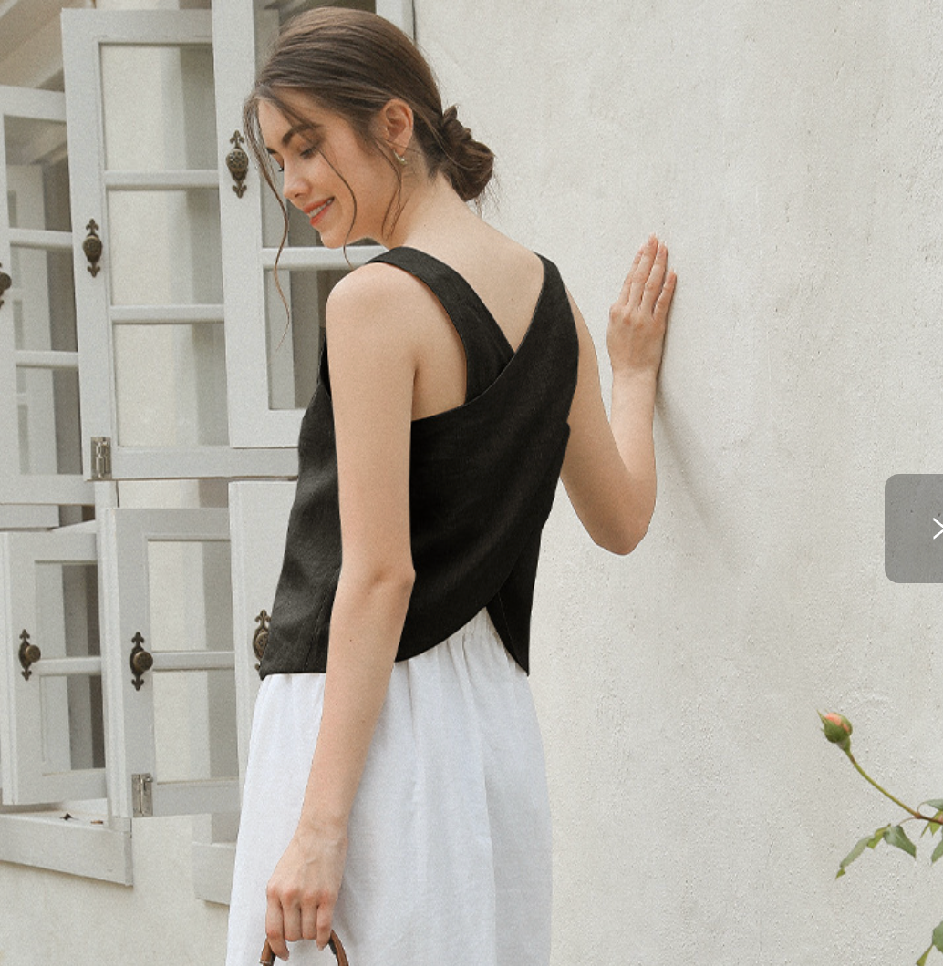 linen tank with crisscross back detail