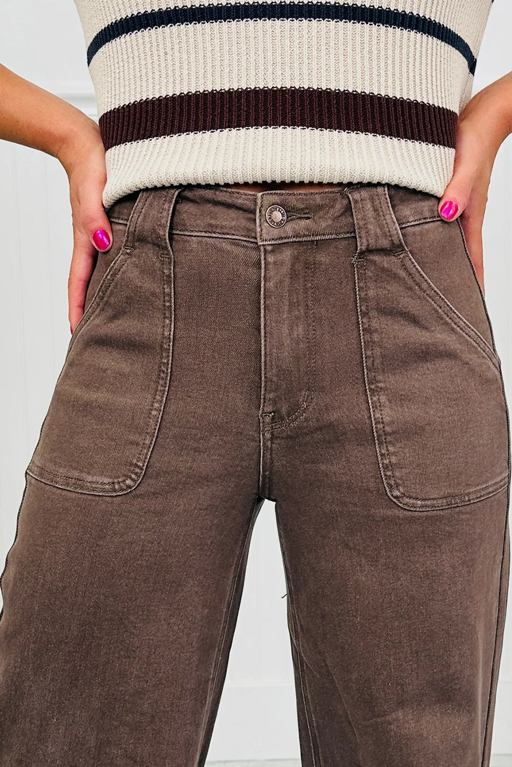 Dusk Blue Retro Washed Patch Pocket Stretchy Jeans