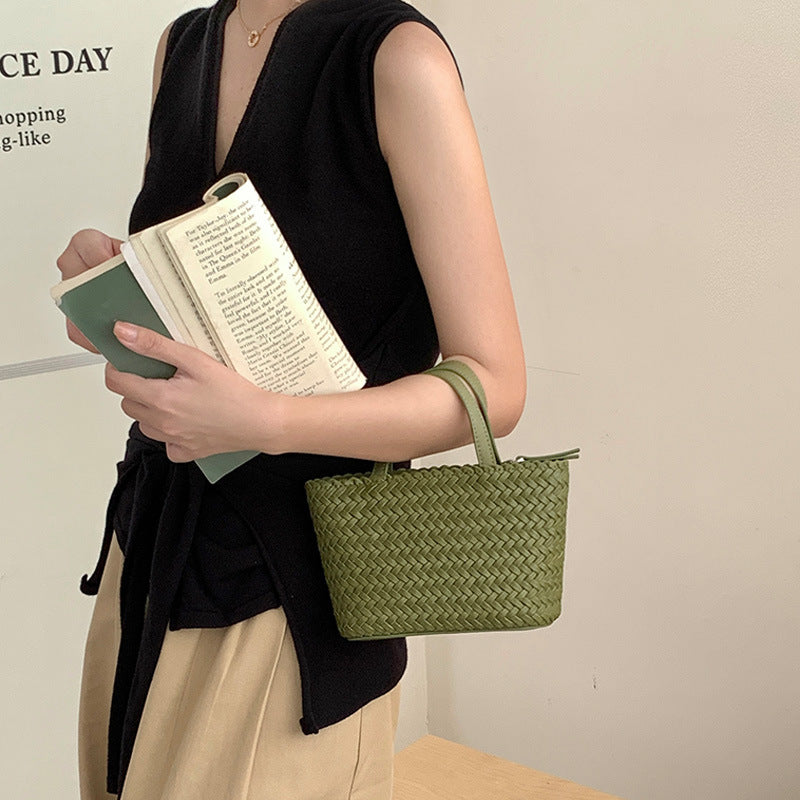 Mini tote bag, woven basket bag