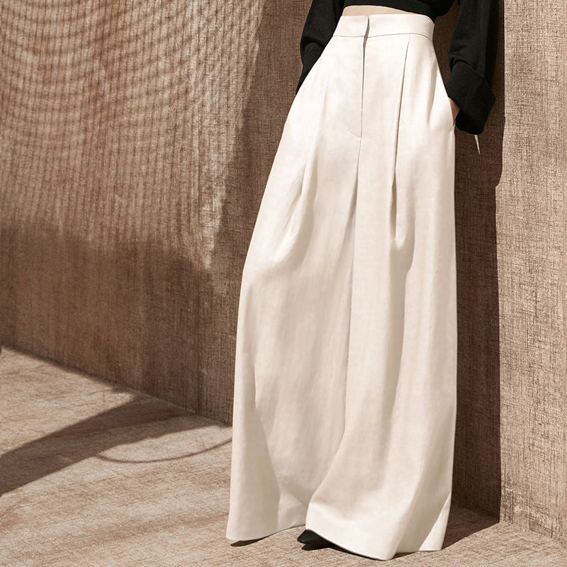 floor-length, wide-leg pants, high-waisted version