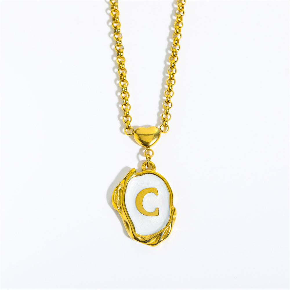 26-letter gold medal oil-dripping character pendant with oyster shell