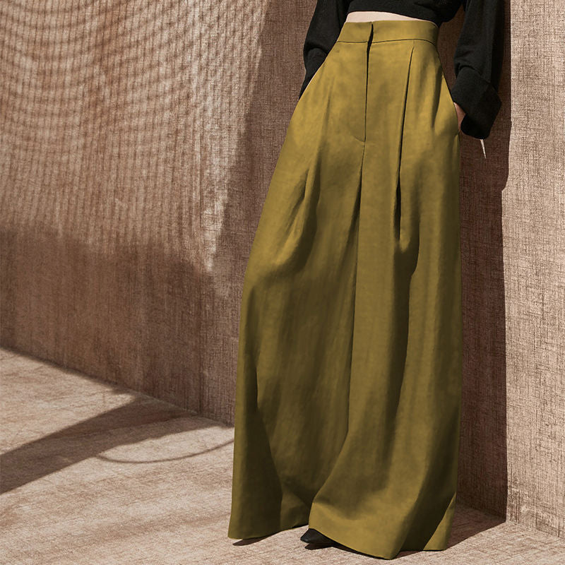floor-length, wide-leg pants, high-waisted version