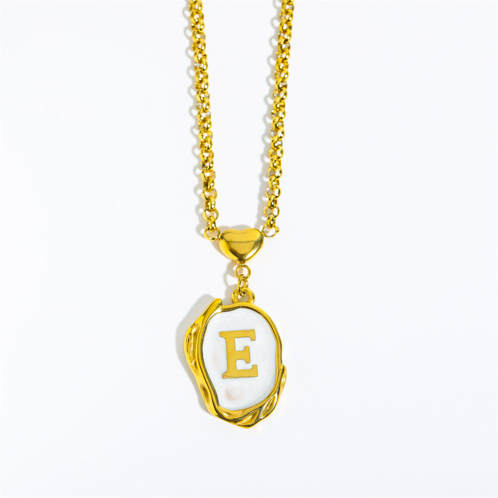 26-letter gold medal oil-dripping character pendant with oyster shell
