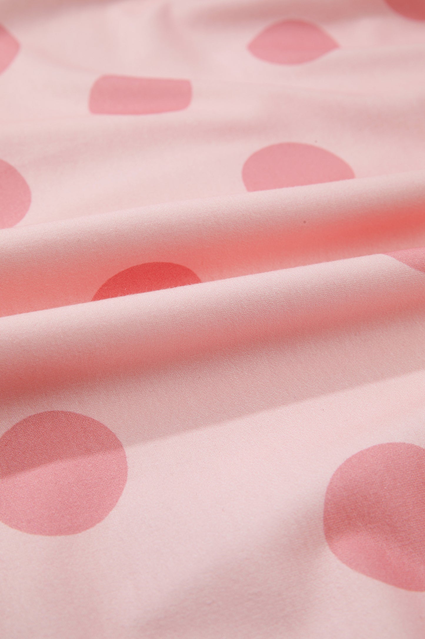 Pink Polka Dot Printed Long Sleeve Flared Mini Dress