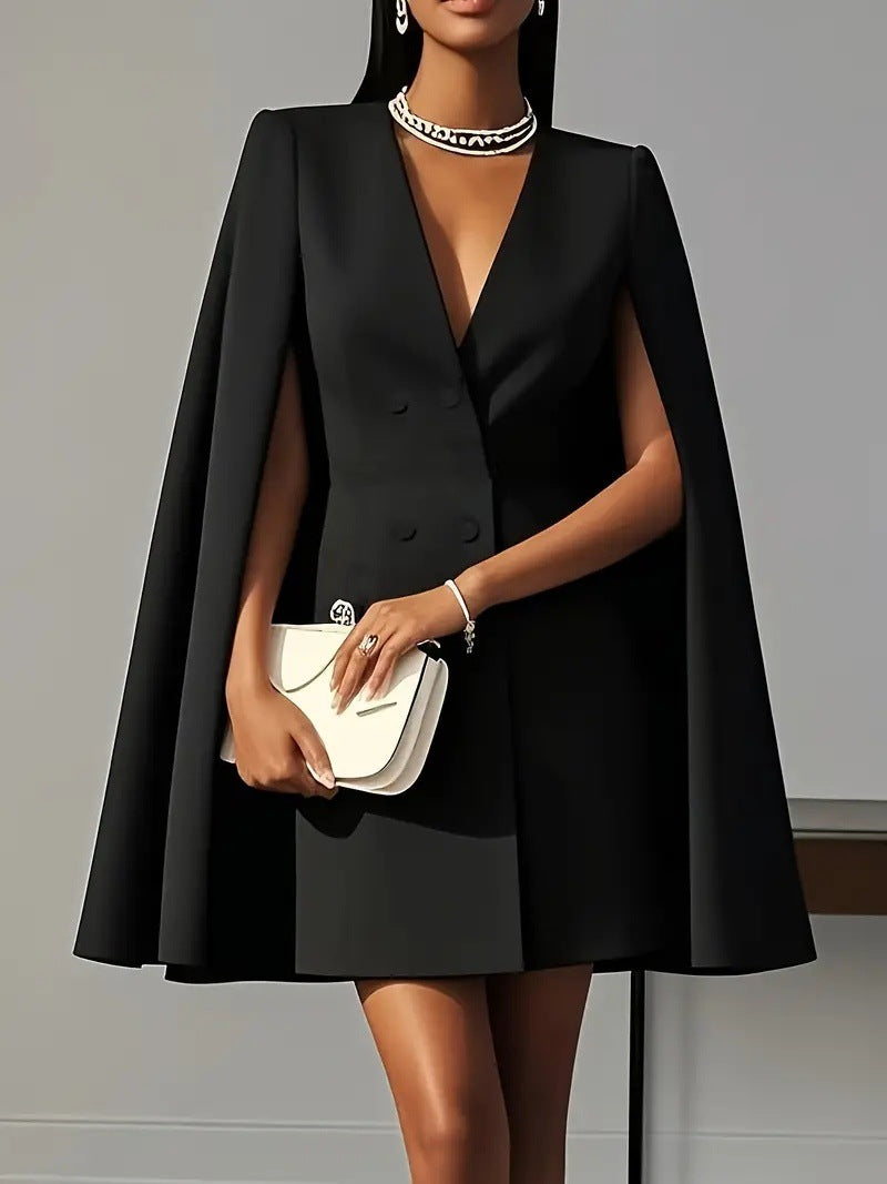 double-ed shawl cape solid color suit dress