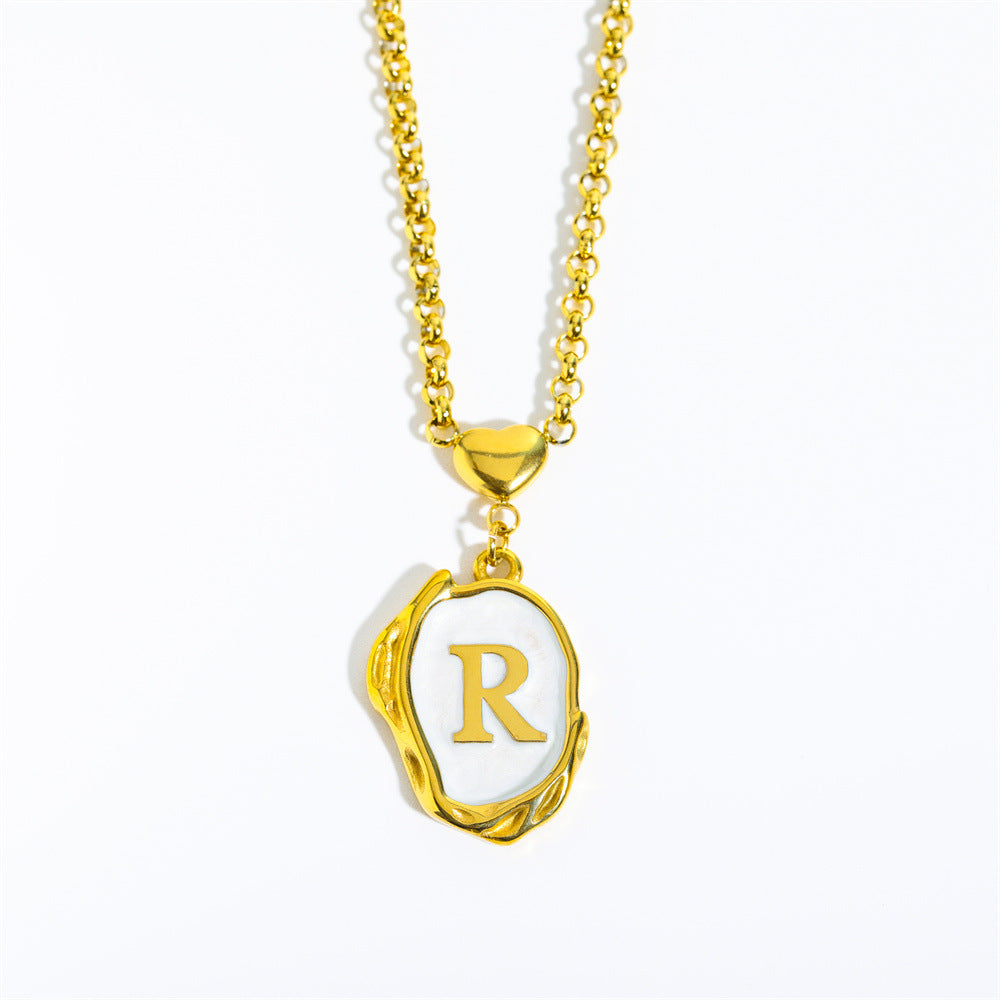 26-letter gold medal oil-dripping character pendant with oyster shell