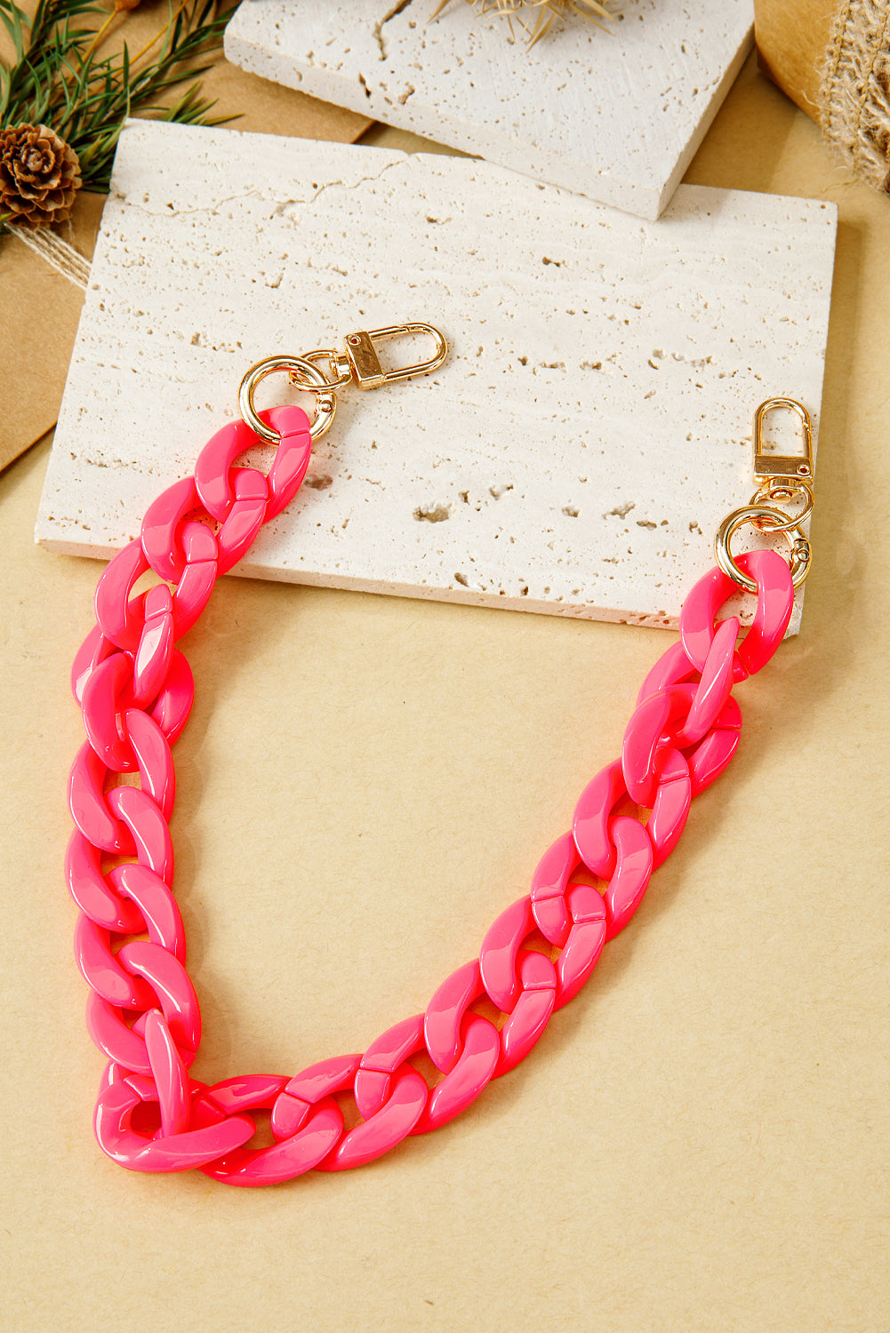 Strawberry Pink Acrylic Handbag Chain Strap