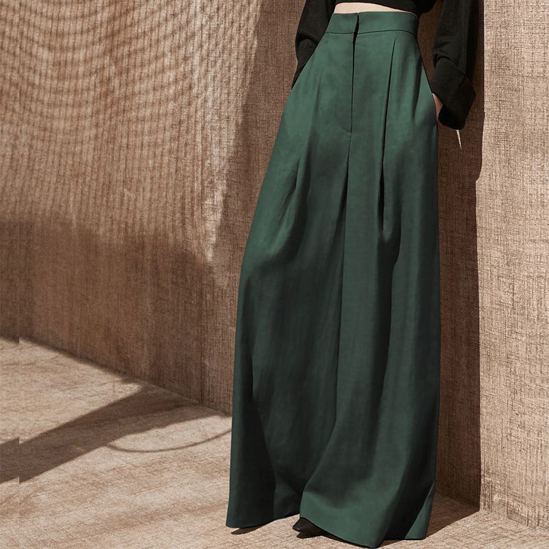 floor-length, wide-leg pants, high-waisted version