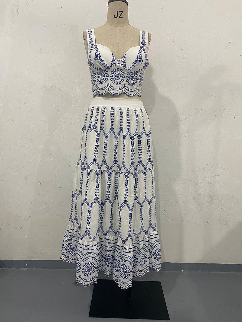 The Rhodes Set Printed lace-up bra Skirt Two-piece Set