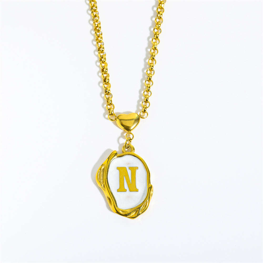 26-letter gold medal oil-dripping character pendant with oyster shell