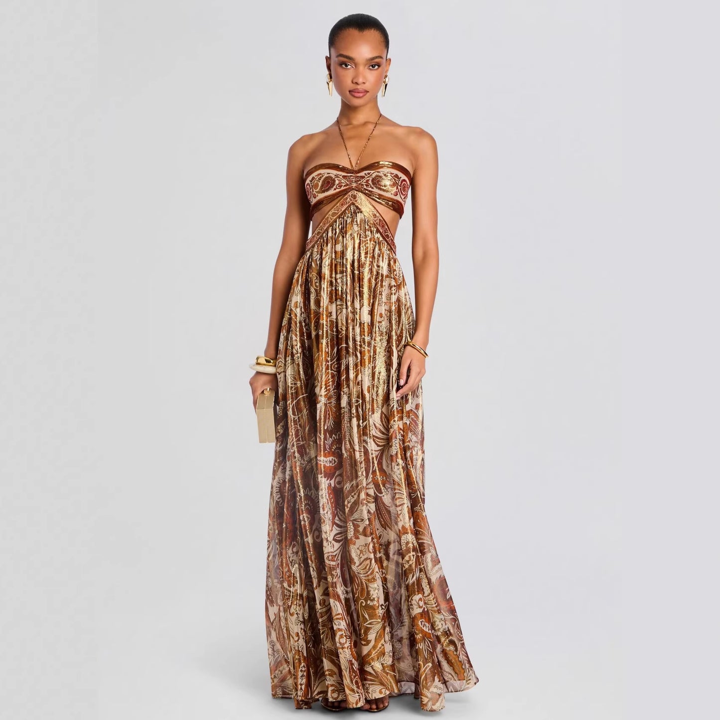 long gown with bandeau detail