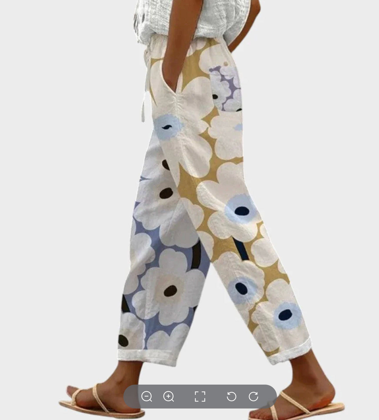 printed rolled-up casual pants