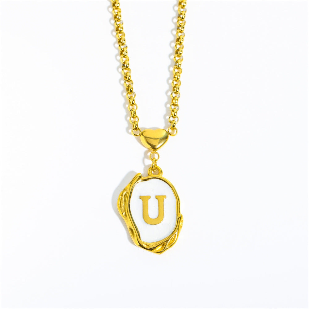 26-letter gold medal oil-dripping character pendant with oyster shell